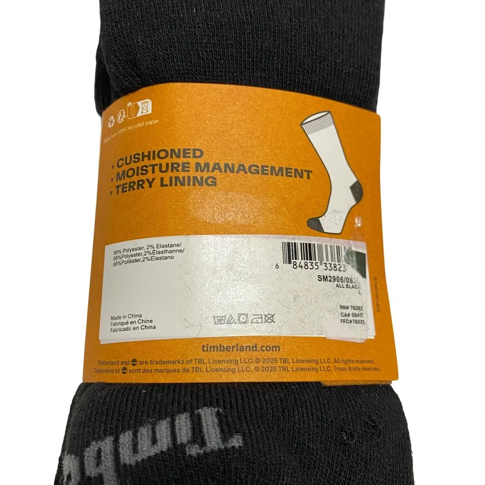 Timberland Mens 7 Pair Socks Bundle Fully Cushioned Boot & Crew Socks 9-12 NWT
